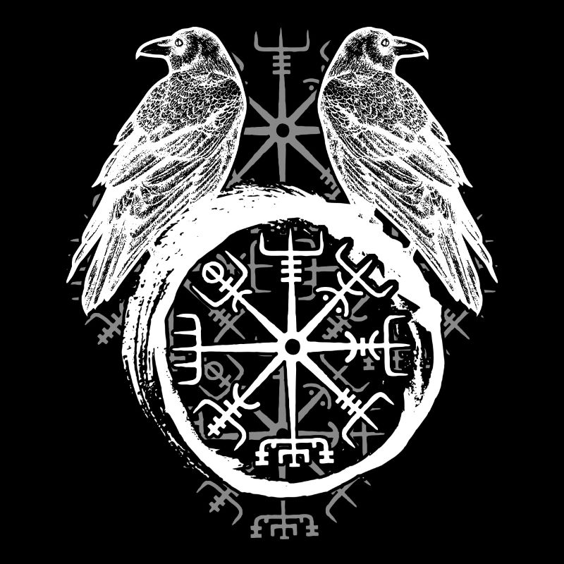 Raben Valhalla Wikinger Vegvisir Rabe