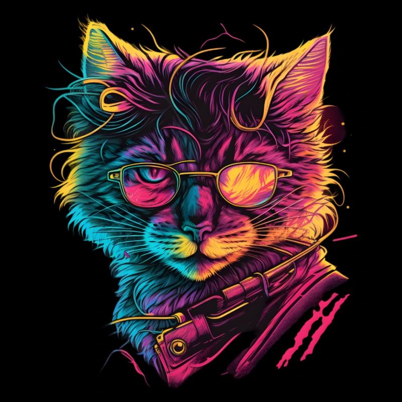 Synthwave Cat 80s Gift