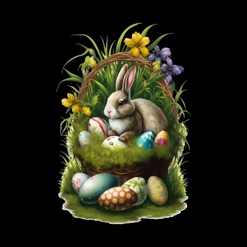 Lapin de Pâques avec œufs de Pâques Pâques