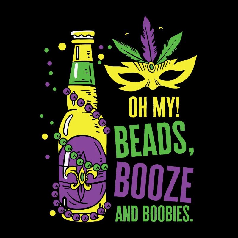 Mardi Gras Carnival Mask Beer Beads Boobies