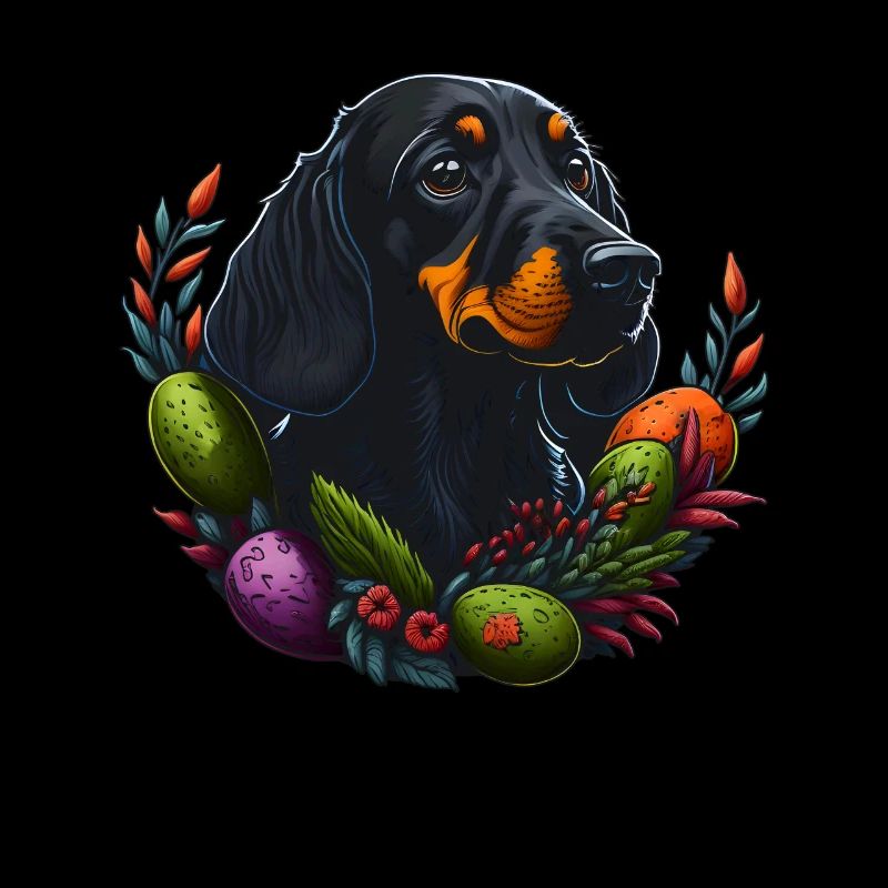 Gentil teckel chien Pâques & Printemps Teckel