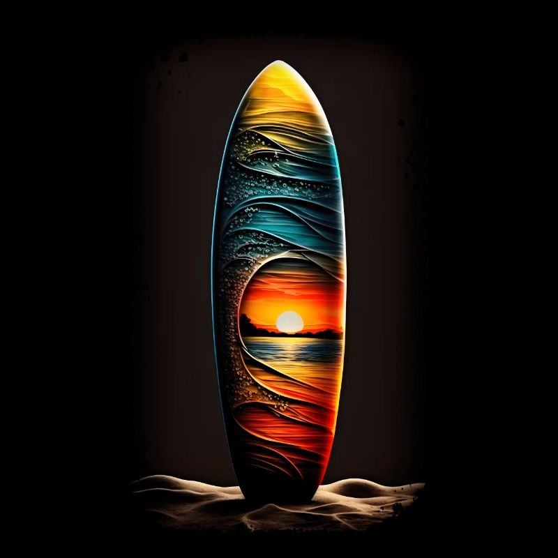 Surfing Sunset planche de surf colorée surfeur