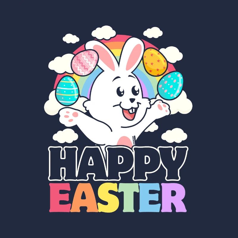 Happy Easter - Oeufs de Pâques lapin blanc