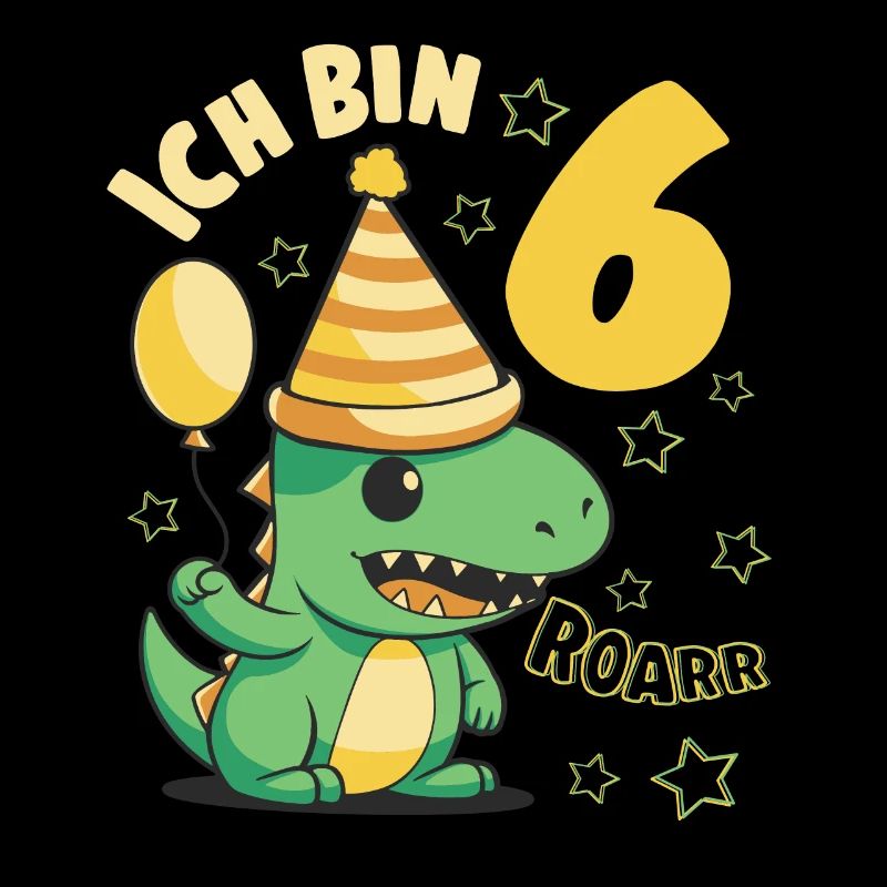 Geburtstagsshirt 6 Jahre Dino Roar ich bin 6 Junge