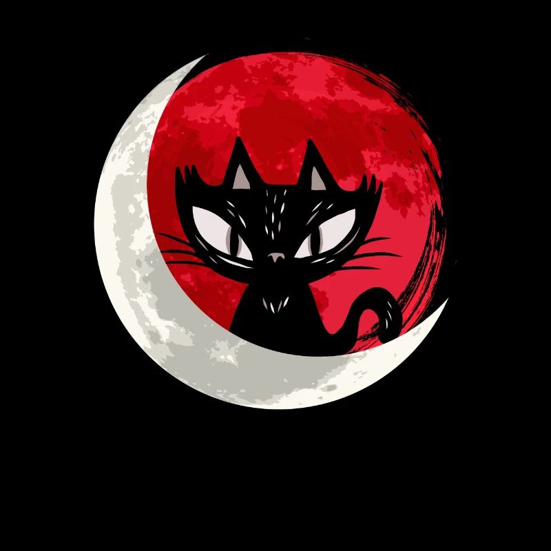 Chat noir avec croissant de lune - gothique gothique