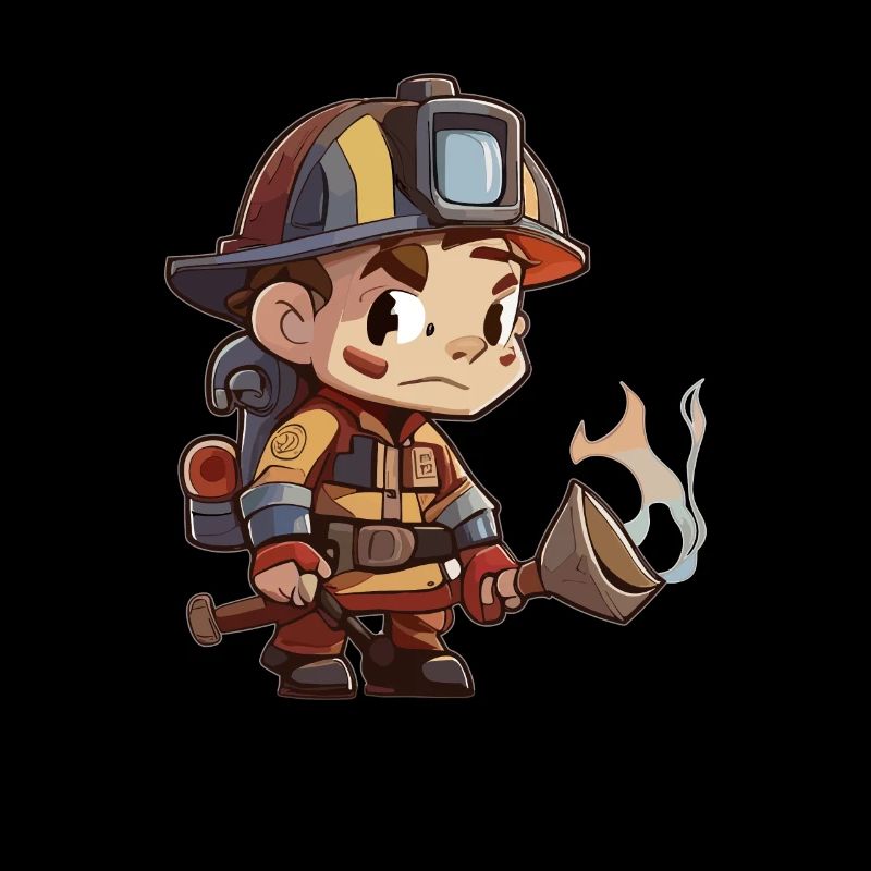 Style Fireman Cartoon