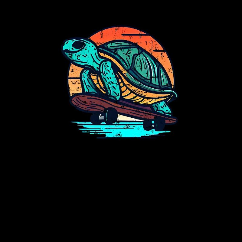 Turtle on Skateboard Sunset Design