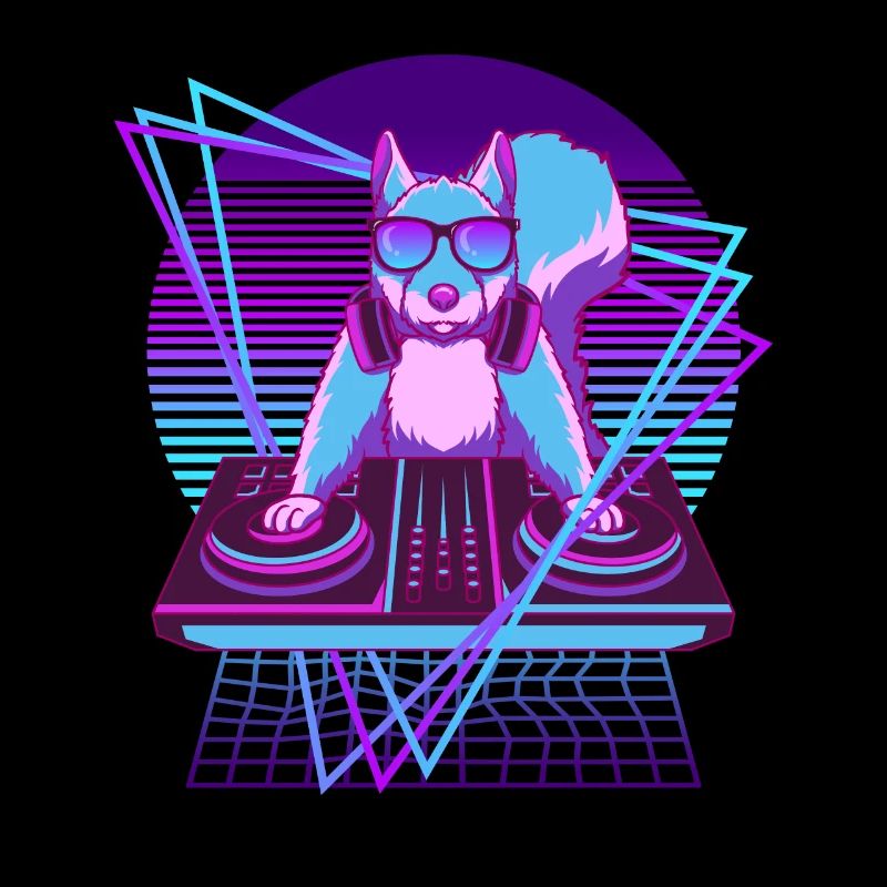 Vaporwave Eichhörnchen DJ Pult Eichhörnchen