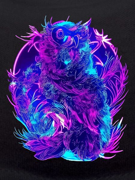 Abstrakte Eulen Neon Synthwave Kunst