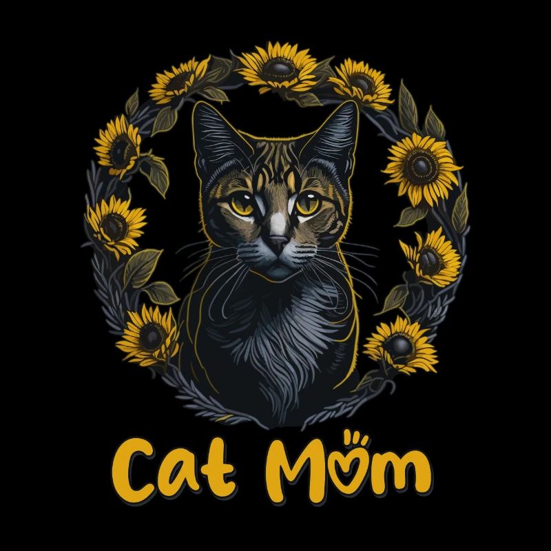 Cat Mom Maman chat tournesol