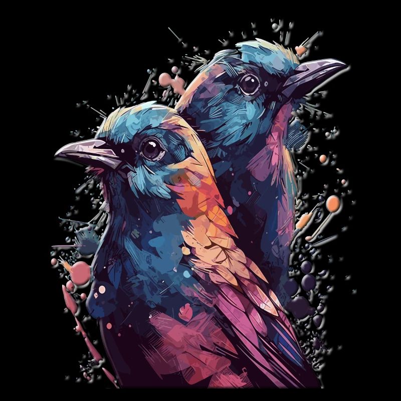 Hochglanz Design Vogel Vögel Bird Bunt Paar