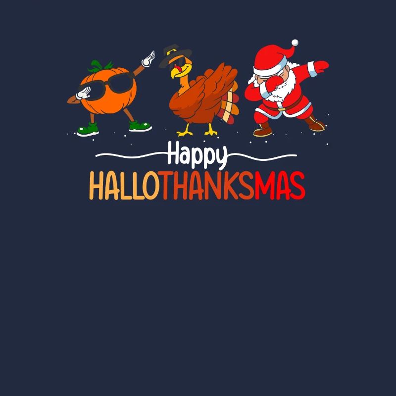 Joyeux HelloThanksMas Citrouille Dinde Père Noël