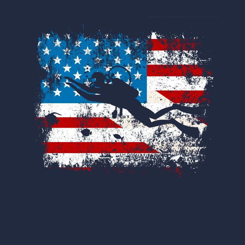 Plongée Drapeau Américain Plongeur Down Plongée US