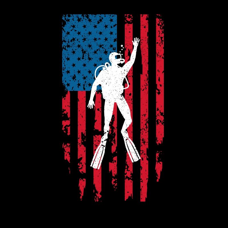Plongée Drapeau Américain Plongeur Down Plongée US