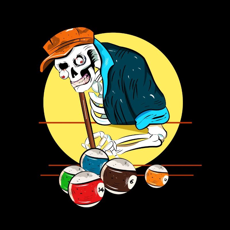 Skeleton Playing Billiards