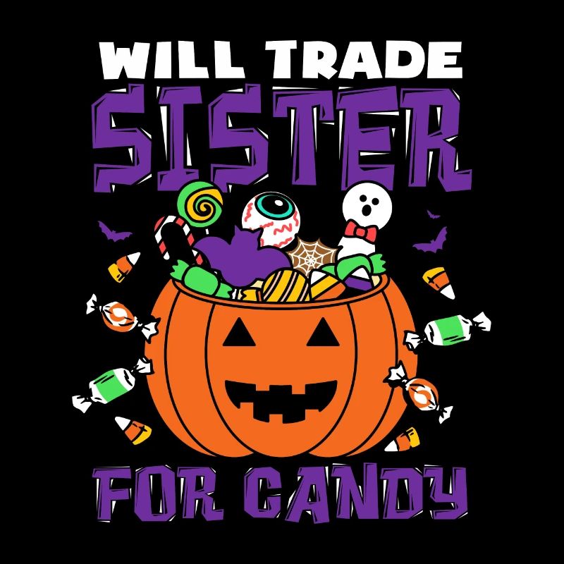 Tauscht Schwester gegen Süßigkeiten Halloween Schwester