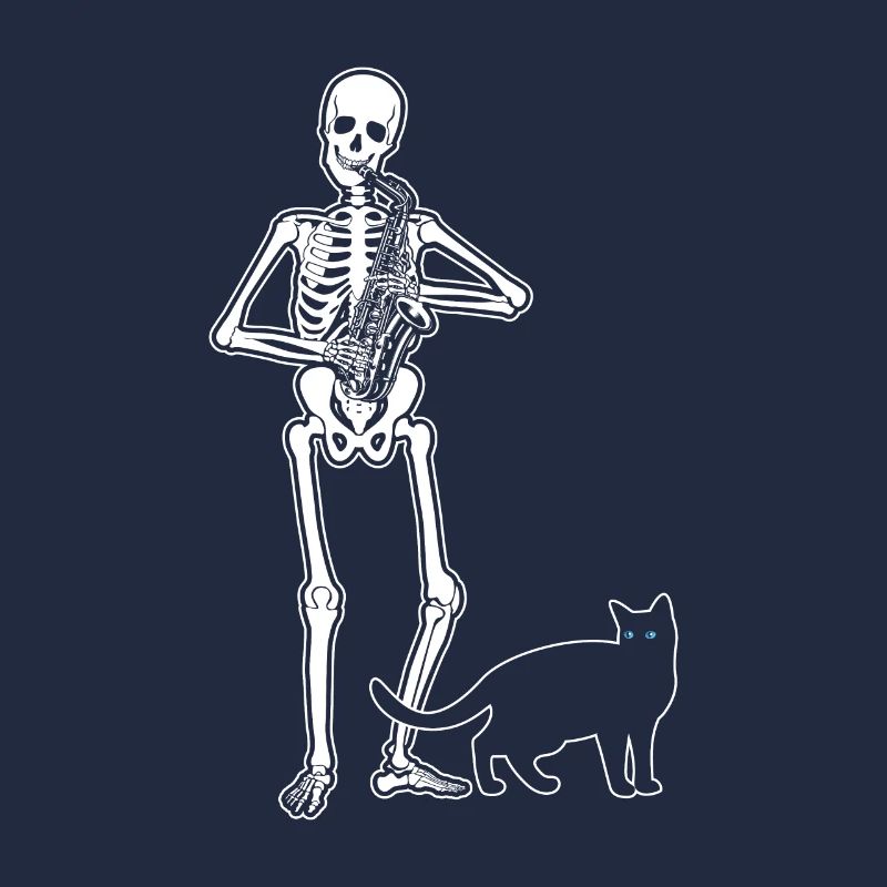 Skeleton Saxophone Cat