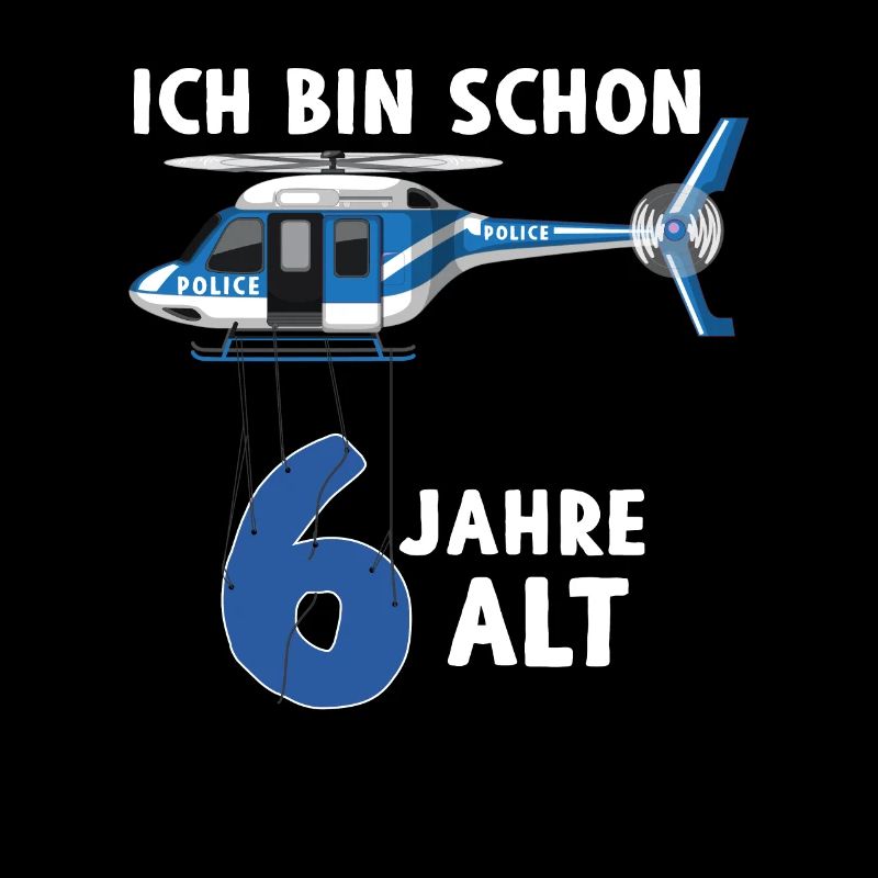 Polizei Hubschrauber Geburtstagsshirt 6 Jahre