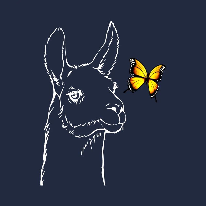 Lama avec papillon