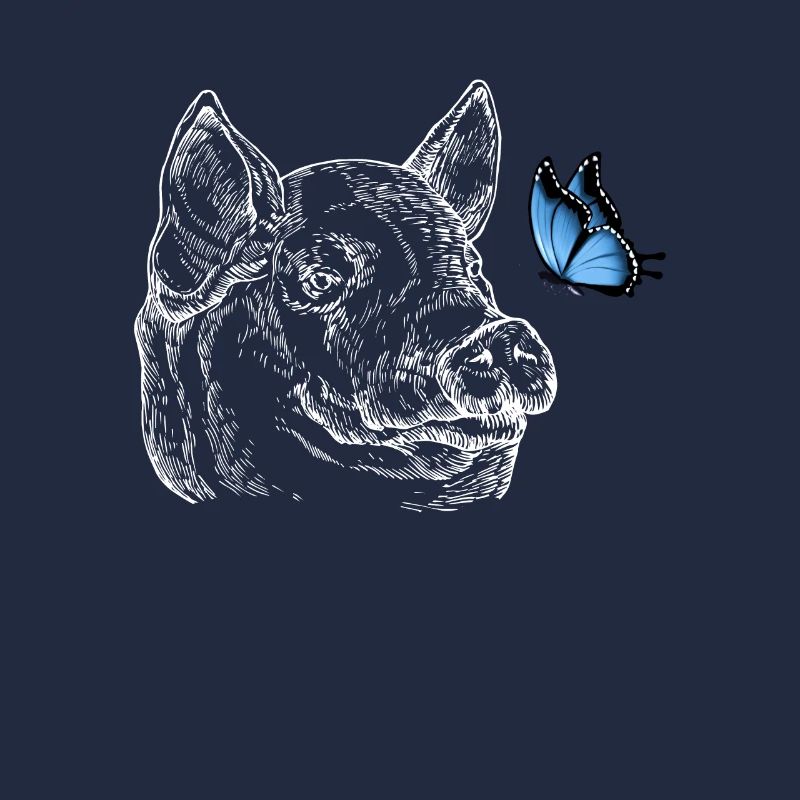 Cochon avec papillon