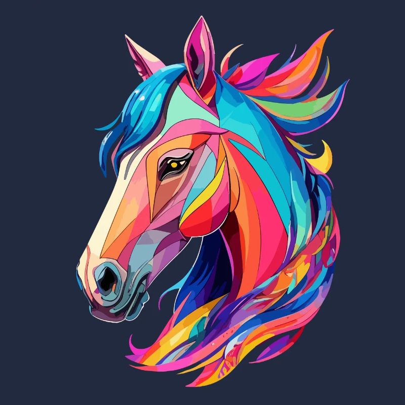 Pferde Pony Design Pferd mit Bunten Reiter Farben