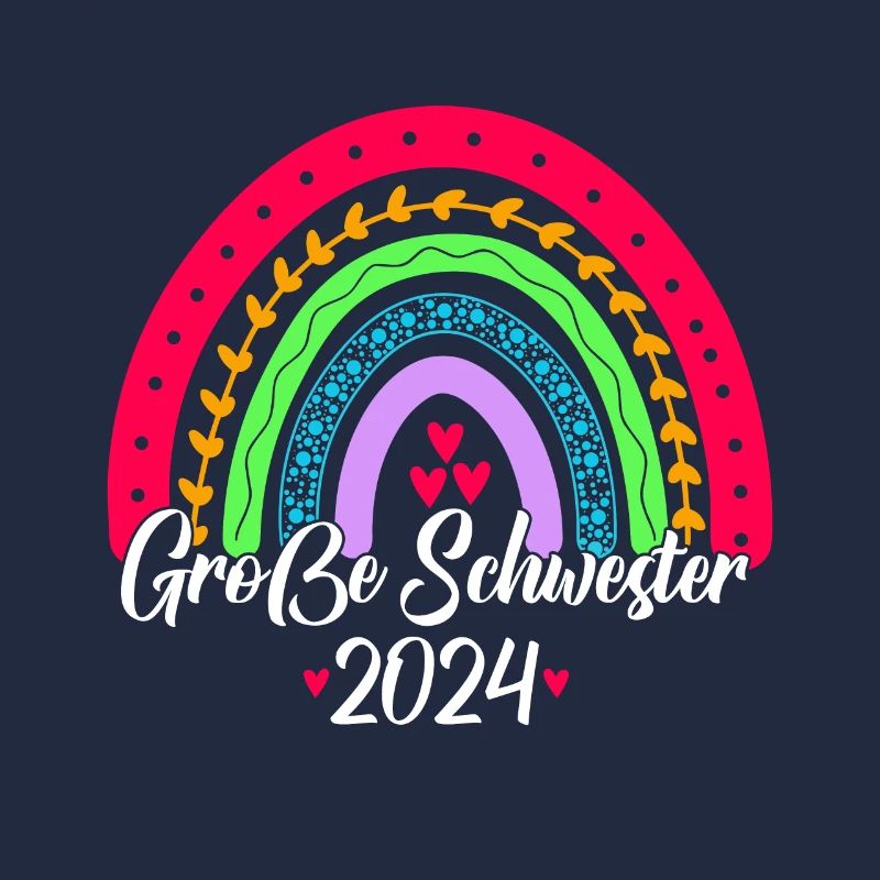 Große Schwester 2024 Boho Regenbogen Design