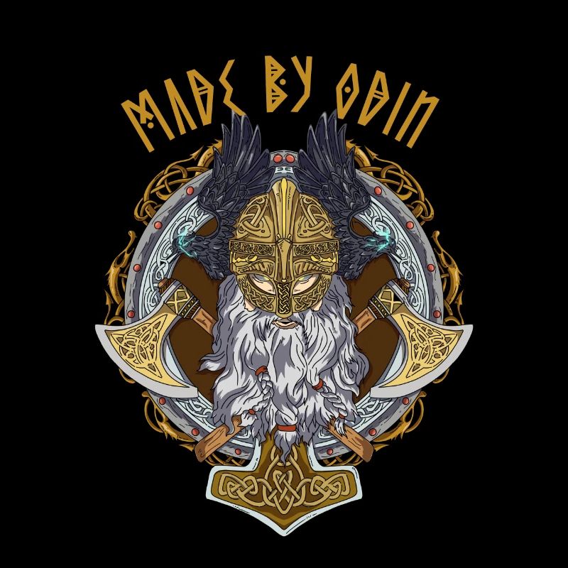 Lustiger Wikinger Spruch mit Runen Made by Odin
