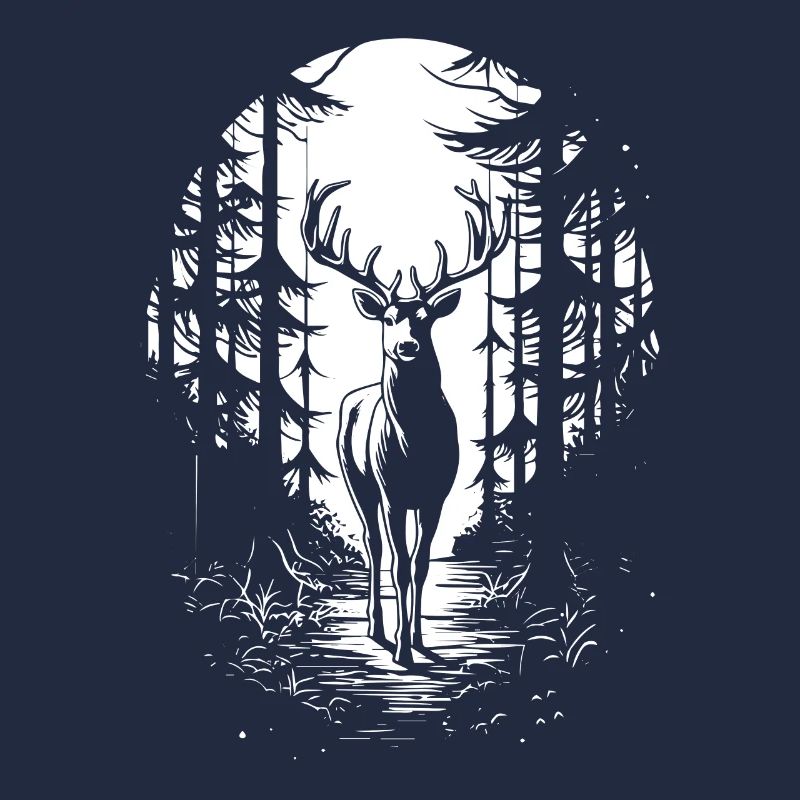 Silhouette de cerf dans les bois