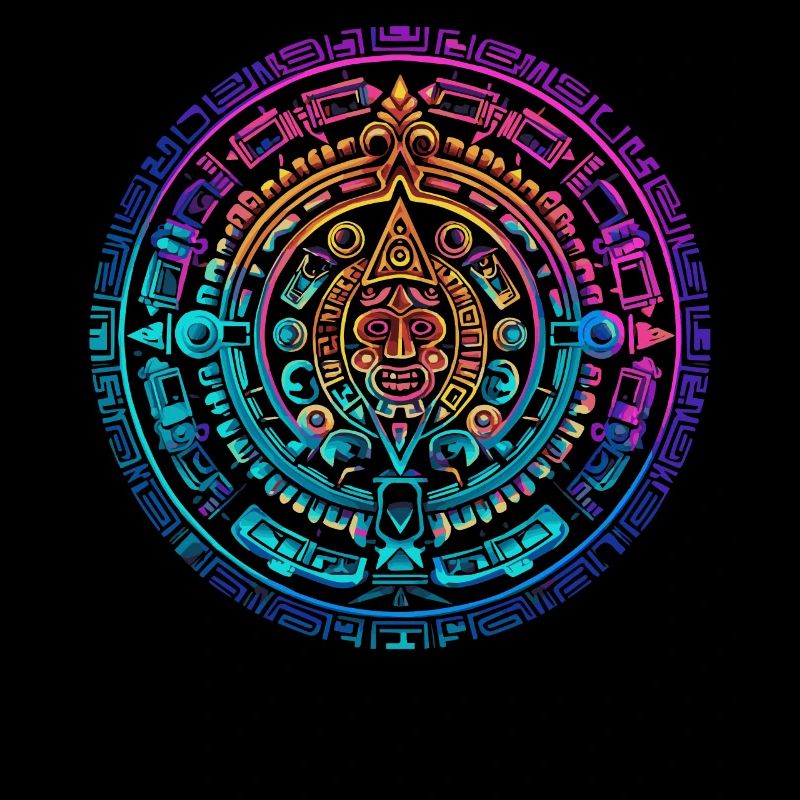 Mystique coloré Aztec Sun Calendar Design