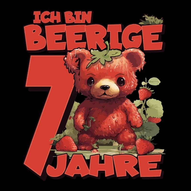 7. Geburtstag Jahre Kindergeburtstag - Erdbeer Bär