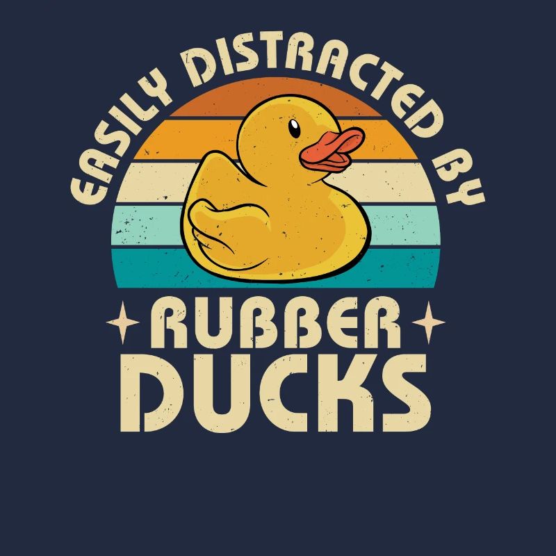 Retro Easily Distracted By Rubber Ducks Duckling V