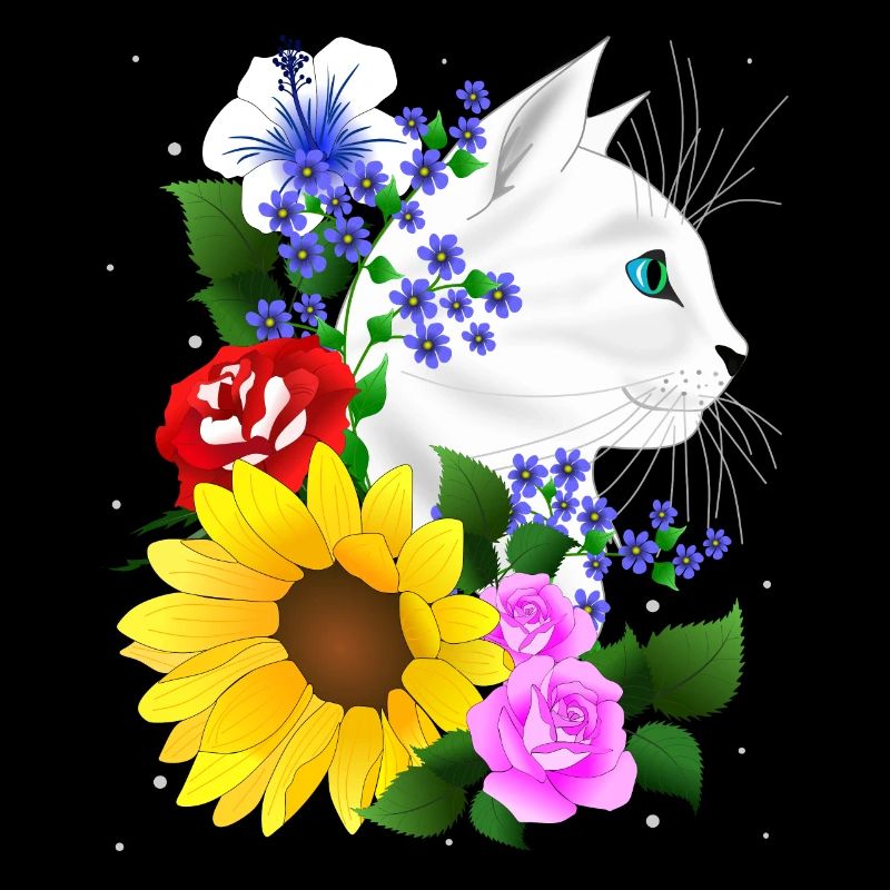 Cat Cat Kitten Flowers Blossoms Cat Cat
