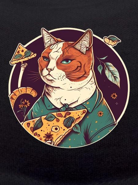 chat avec des tranches de pizza