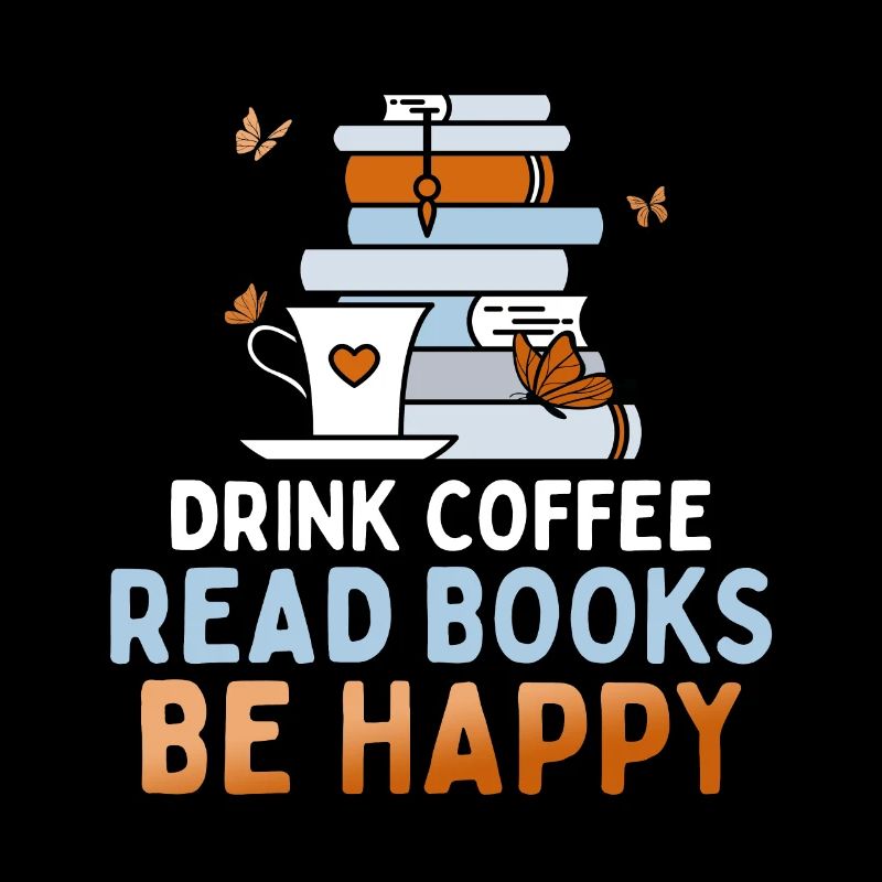 Kaffee Trinken Bücher Lesen Glücklich Sein