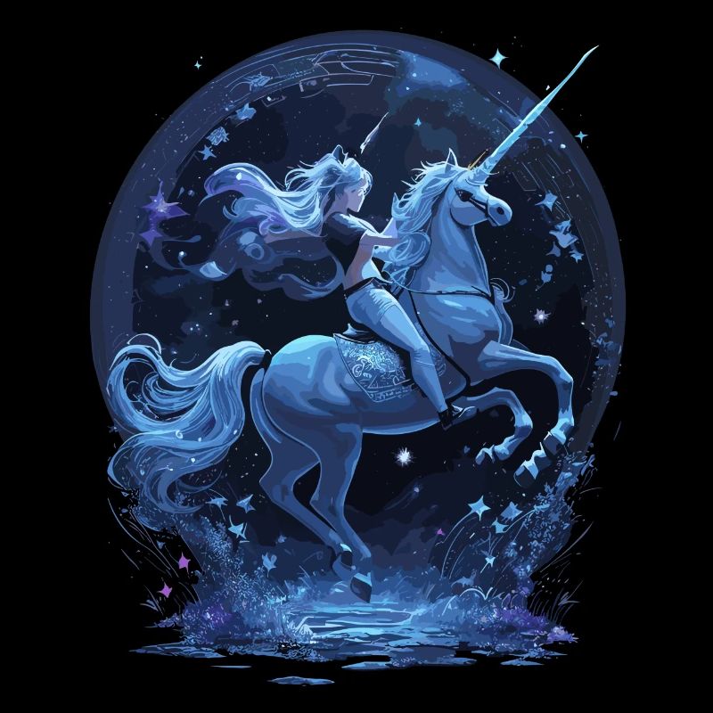 Licorne mystique avec cavalier