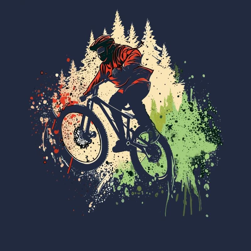 Mountainbiker Wald Graffiti Vintage