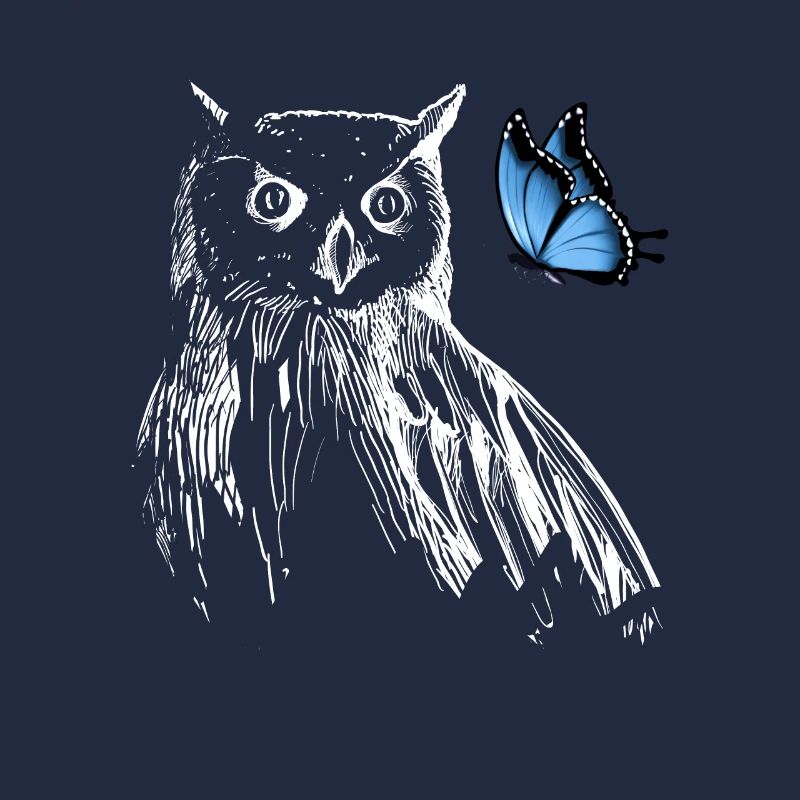Owl with butterfly