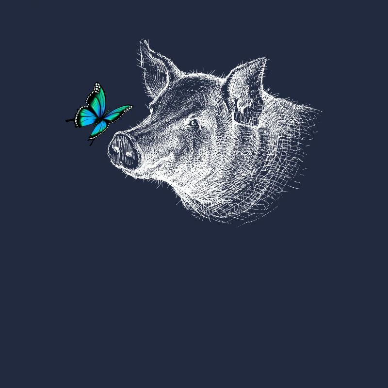 Schwein mit Schmetterling