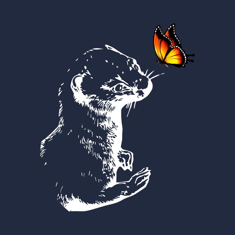 Wiesel mit Schmetterling