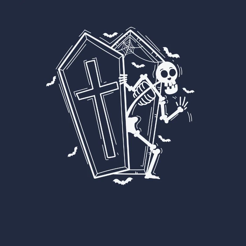 Skeleton and coffin horror melancholy
