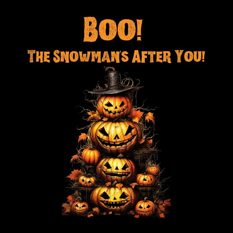 Spooky Funny Snowman Pumpkin Halloween.