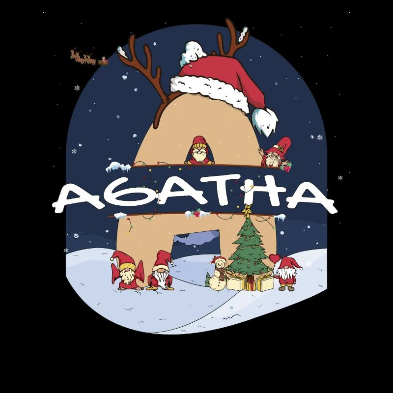 Awesome Agatha Name w Santa Hat dans le thème de Noël