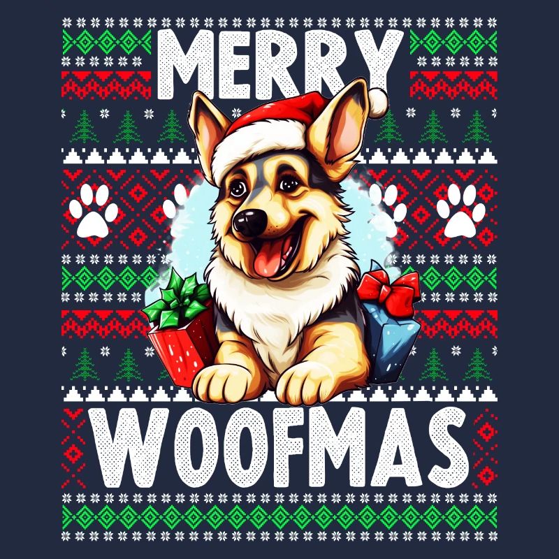 Niedlicher Deutscher Schäferhund Weihnachtskostüm - Merry