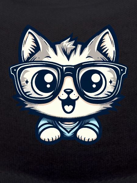 Niedliche Comic-Katze mit Nerd-Brille
