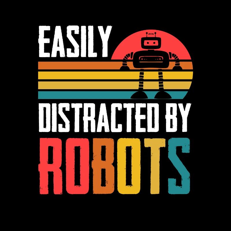 Rétro Drôle Facilement Distrait Par Robots Vintage Ro