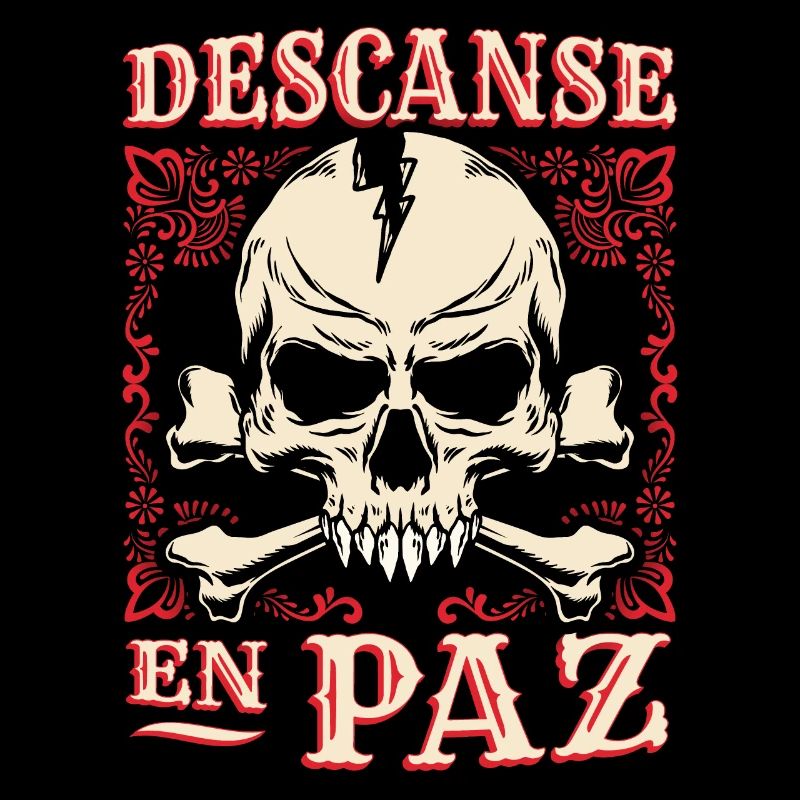 Totenkopf, Crossbones Knochen Spruch Rest-In-Peace