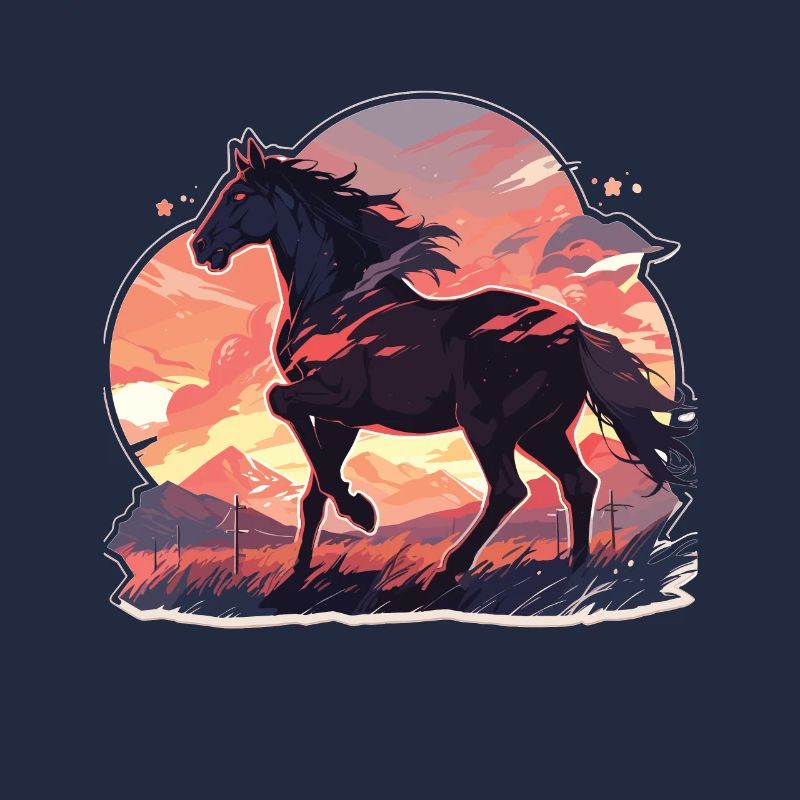 Chevaux, Cheval Noir, Cheval, Coucher De Soleil