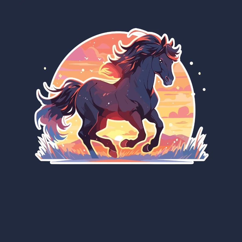 Chevaux, Cheval Noir, Cheval, Coucher De Soleil