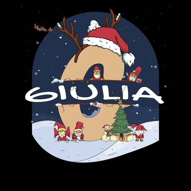 Génial nom Giulia w chapeau de père Noël dans le thème de Noël