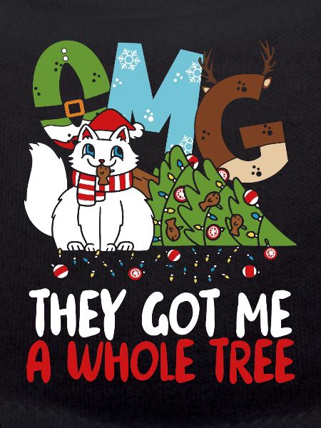 Cat with Christmas tree